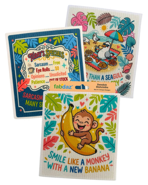 Silly Sayings - Set of 3 - Swedish Dishcloths - Wholesale