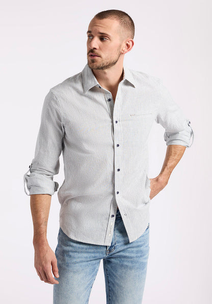 Buffalo Men Shirts Navy Woven Woven Long Sleeve Long-Sleeve Silhouette Lightweight Woven Feel