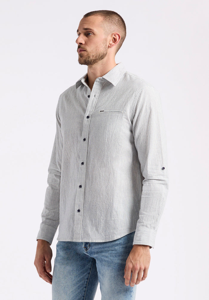 Buffalo Men Shirts Navy Woven Woven Long Sleeve Long-Sleeve Silhouette Lightweight Woven Feel