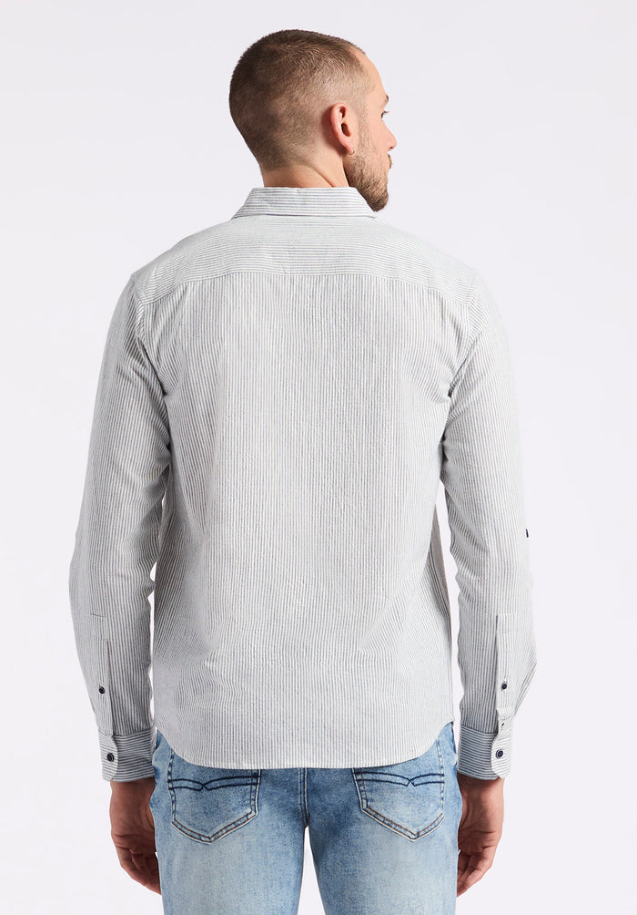 Buffalo Men Shirts Navy Woven Woven Long Sleeve Long-Sleeve Silhouette Lightweight Woven Feel