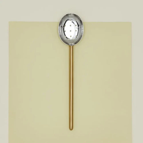 Simple Metal Slotted Spoon - Brass