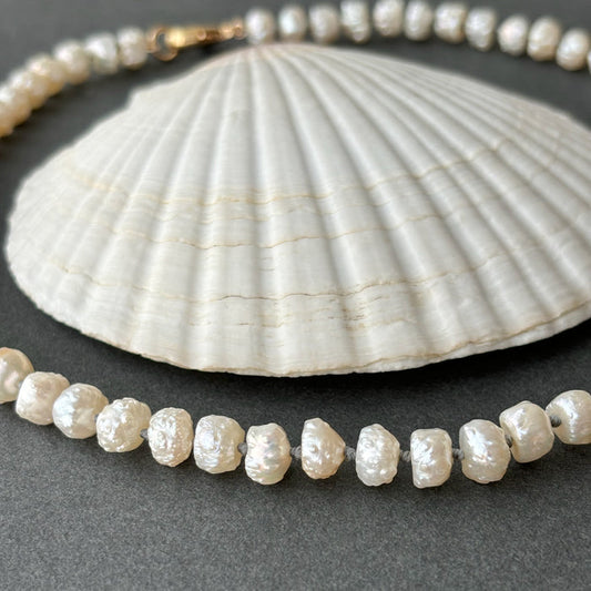 simple rosebud pearl necklace