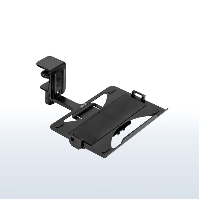 Black Single Clamp Rotating Laptop Tray for home or office use.