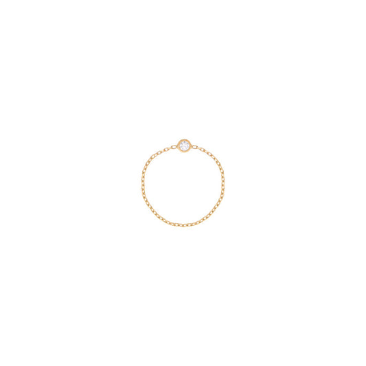 Simple Diamond Chain Ring in 18k Yellow Gold