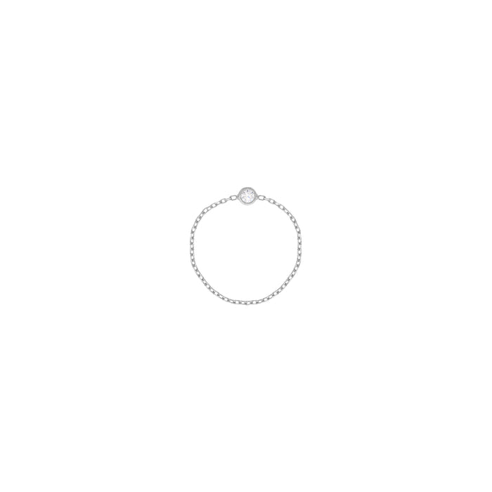Simple Diamond Chain Ring in 18k White Gold