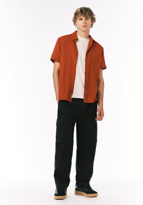 Buffalo Men Shirts Red Woven Woven Short Sleeve Classic Collar Short-Sleeve