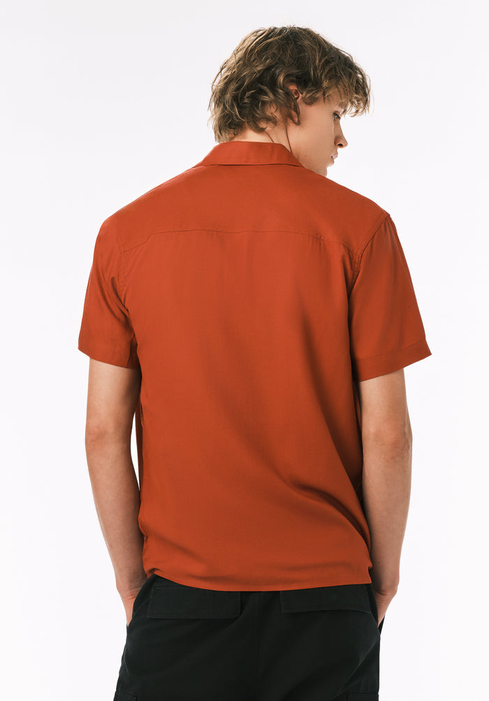Buffalo Men Shirts Red Woven Woven Short Sleeve Classic Collar Short-Sleeve