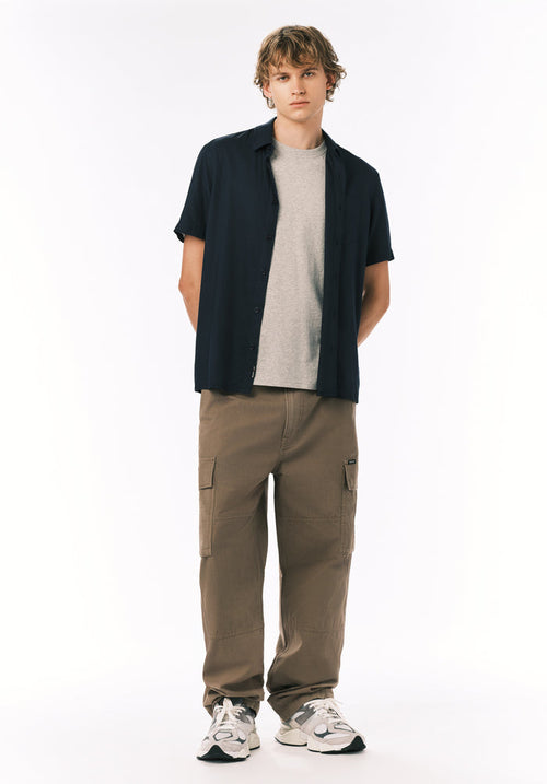 Buffalo Men Shirts Navy Woven Woven Short Sleeve Classic Collar Short-Sleeve