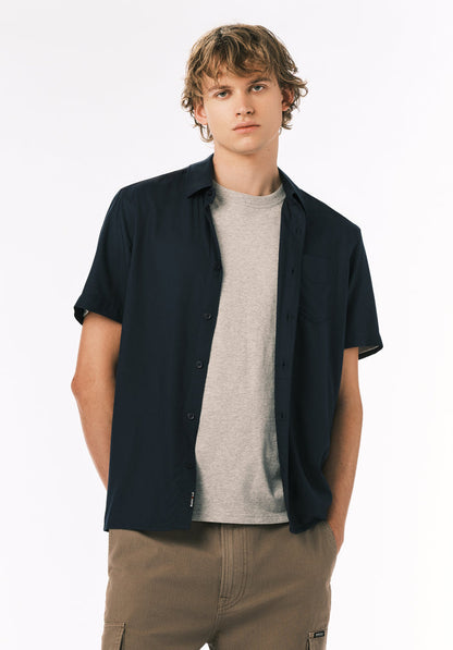 Buffalo Men Shirts Navy Woven Woven Short Sleeve Classic Collar Short-Sleeve