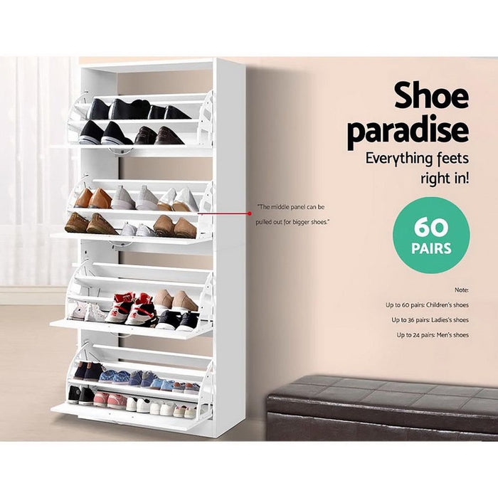 Sixty Pair Shoe Cabinet Shoes Rack Storage Organizer Shelf Cupboard Drawer -Home Living Store - -