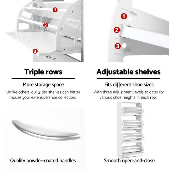 Sixty Pair Shoe Cabinet Shoes Rack Storage Organizer Shelf Cupboard Drawer -Home Living Store - -