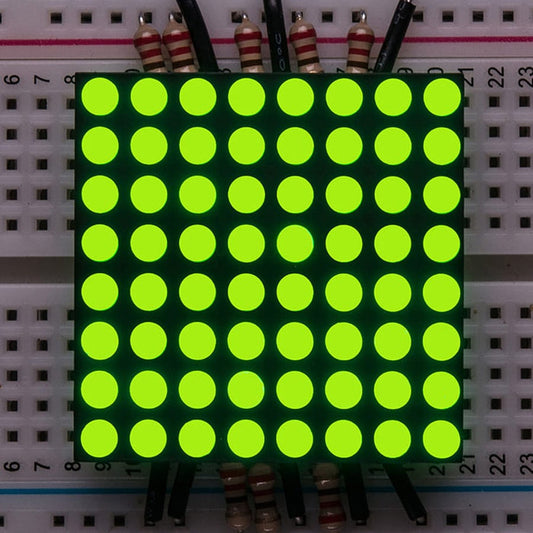 Small 1.2" 8x8 Ultra Bright Yellow-Green LED Matrix (KWM-30881CUGB) by Adafruit - The Pi Hut