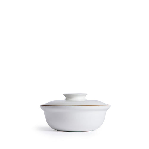 Small Covered Serving Dish in Opaque White