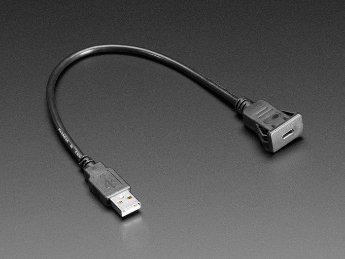 Snap-In Panel Mount Cable - USB C Socket to USB A Plug by The Pi Hut - The Pi Hut