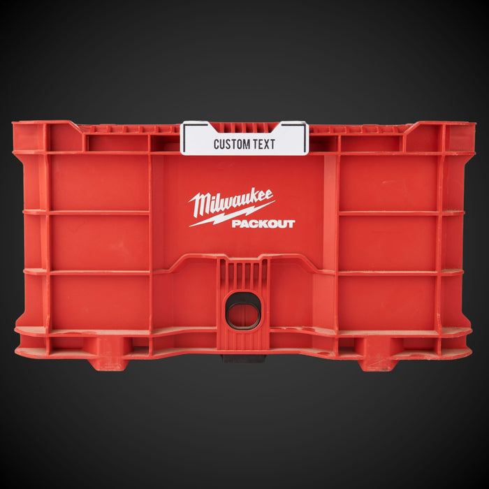 Custom Snap On Label - Crate on a red Milwaukee Packout crate