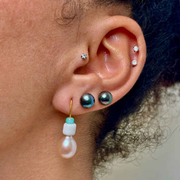 SNOW CAPPED PEARL EARRINGS