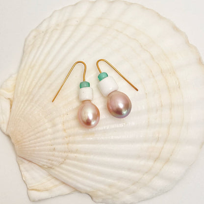 SNOW CAPPED PEARL EARRINGS