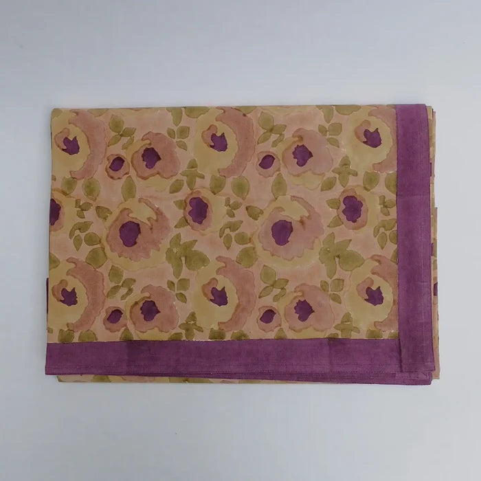 Soil to Studio RIYA - Hand Block Printed Tablecloth - Rosewater