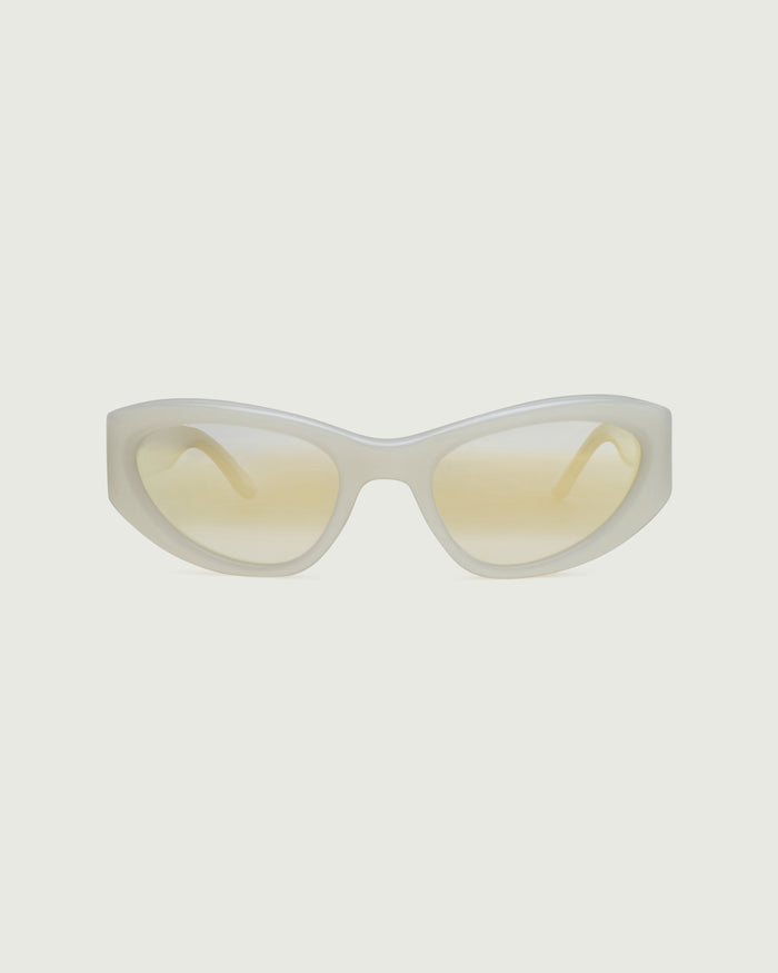 Moon::Sol Sunglasses cateye white acetate front