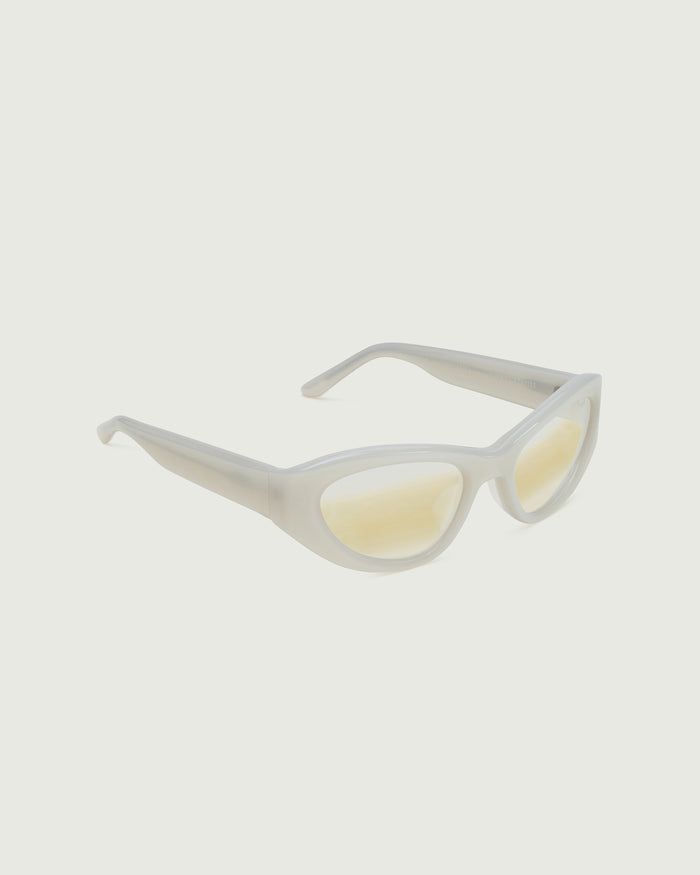 Moon::Sol Sunglasses cateye white acetate front diagonal