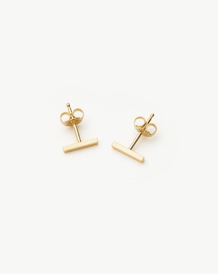 Fine Bar Stud Earrings | 14ct Solid Gold Earrings Missoma