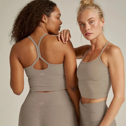 Spacedye Slim Racerback Cropped Tank - Birch Heather