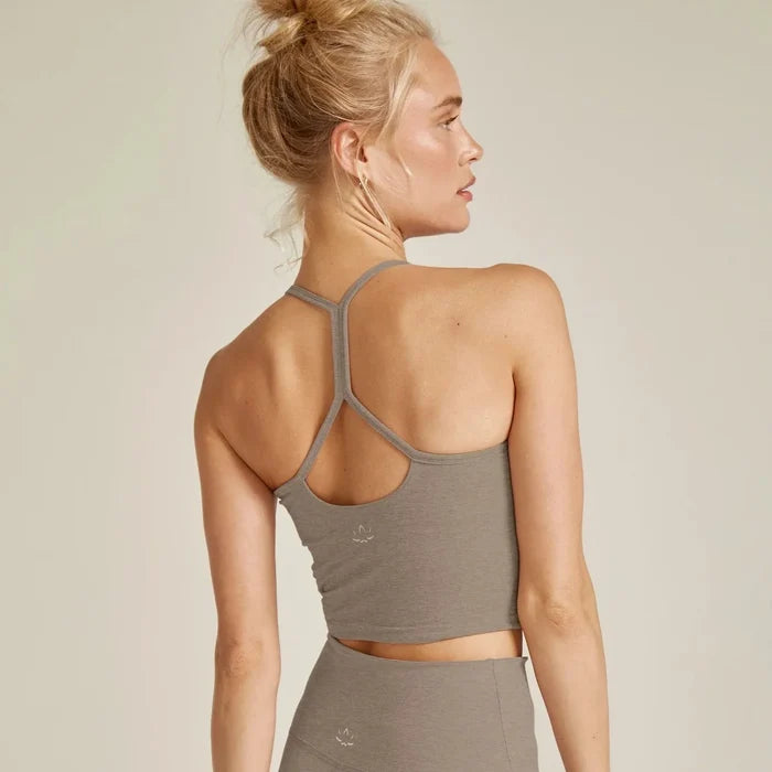 Spacedye Slim Racerback Cropped Tank - Birch Heather
