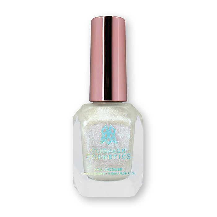 Bottle of nail polish containing Spirit Nail Laquer on white background.