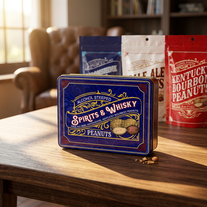 DM Snacks Spirits & Whiskey Peanuts Tin