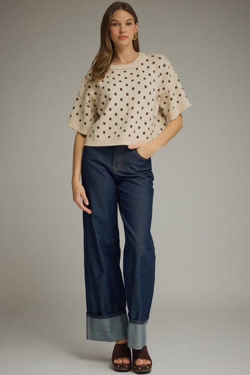 Spotted on the Streets Polka Dot Elbow Sleeve Sweater - Curvy Available