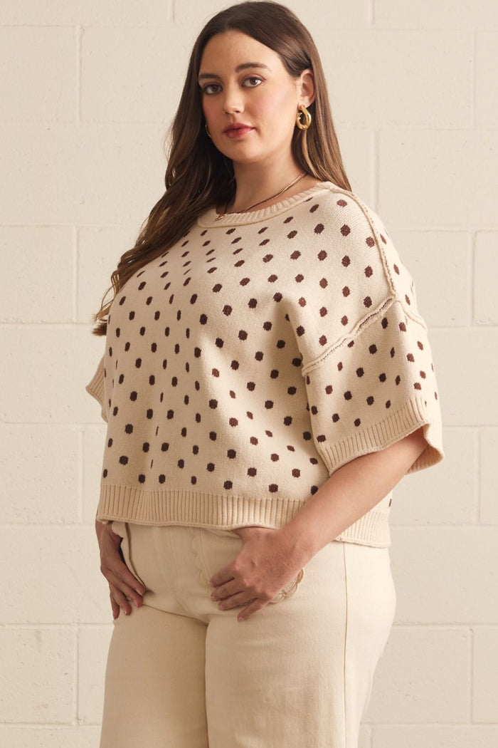 Spotted on the Streets Polka Dot Elbow Sleeve Sweater - Curvy Available