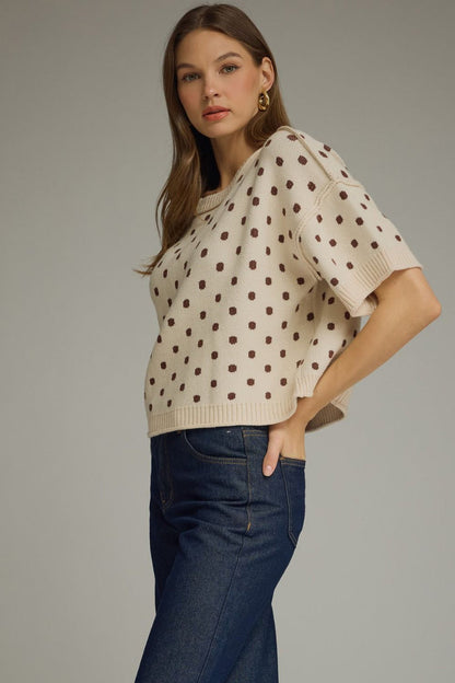 Spotted on the Streets Polka Dot Elbow Sleeve Sweater - Curvy Available