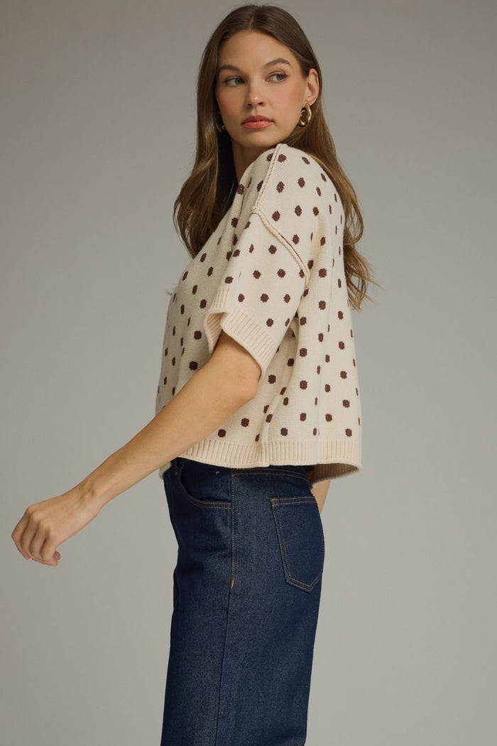 Spotted on the Streets Polka Dot Elbow Sleeve Sweater - Curvy Available