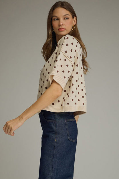 Spotted on the Streets Polka Dot Elbow Sleeve Sweater - Curvy Available