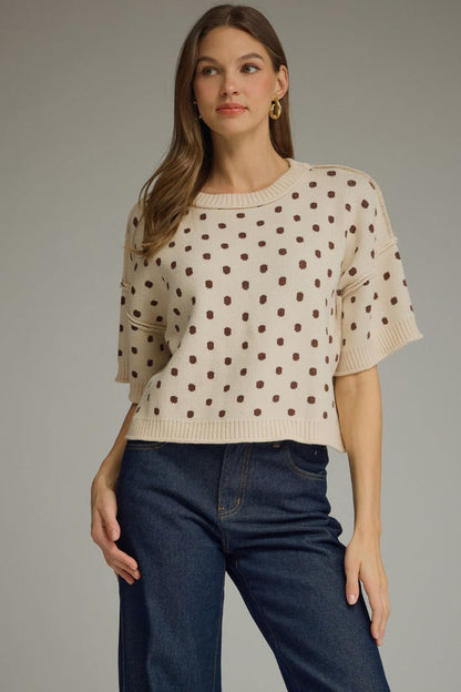 Spotted on the Streets Polka Dot Elbow Sleeve Sweater - Curvy Available