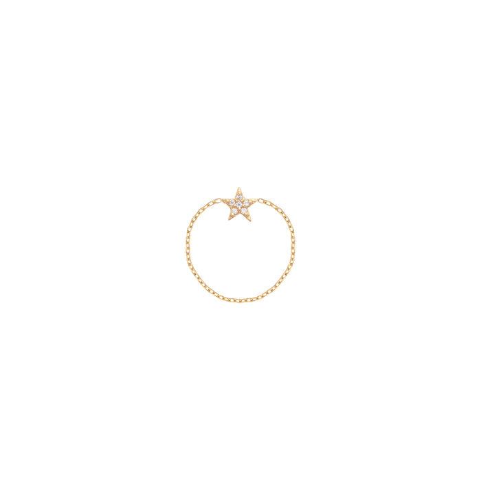 Star Chain Ring 18k Yellow Gold in Diamonds