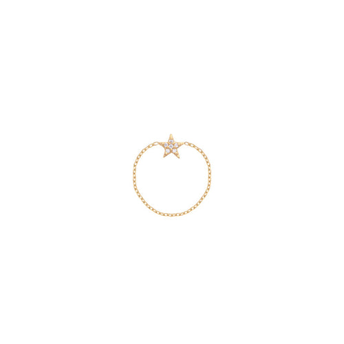 Star Chain Ring 18k Yellow Gold in Diamonds
