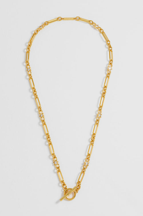Star Paperclip Link T-Bar Necklace