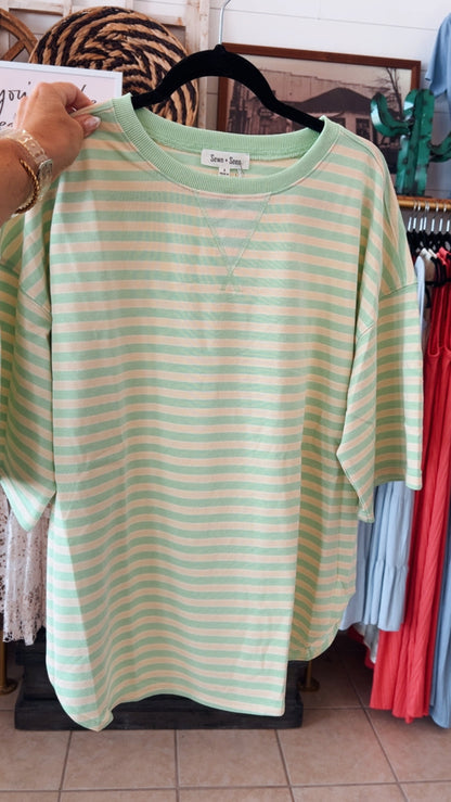 Striped Oversized Short Sleeve Top