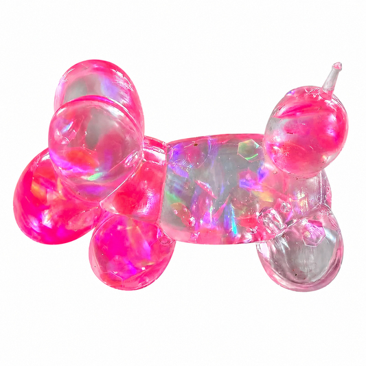 Sugar Gel Squishy 3.5 Inch Sparkle Balloon Dog Maltose Filled Sensory Toy - Assorted