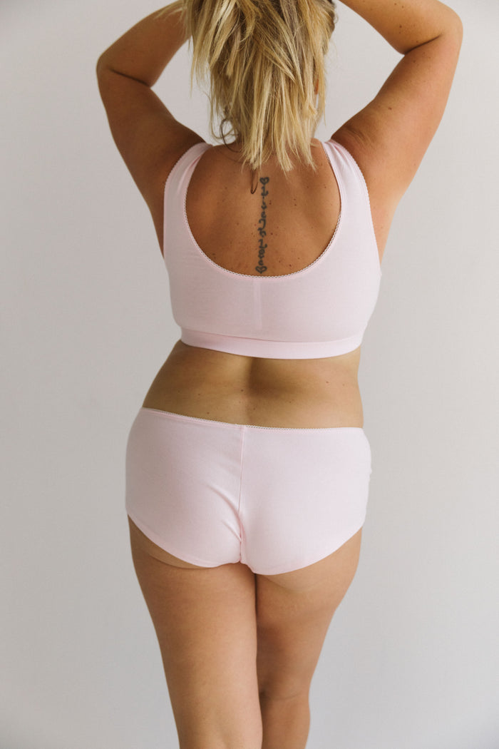 SUPPORT COTTON BRA IN BABY PINK