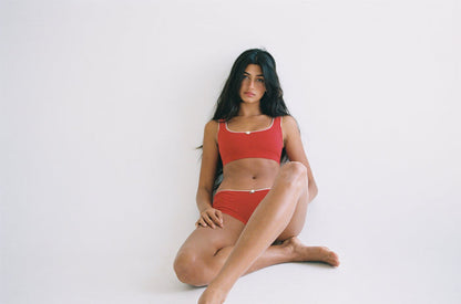 SUPPORT COTTON BRA IN CHERRY