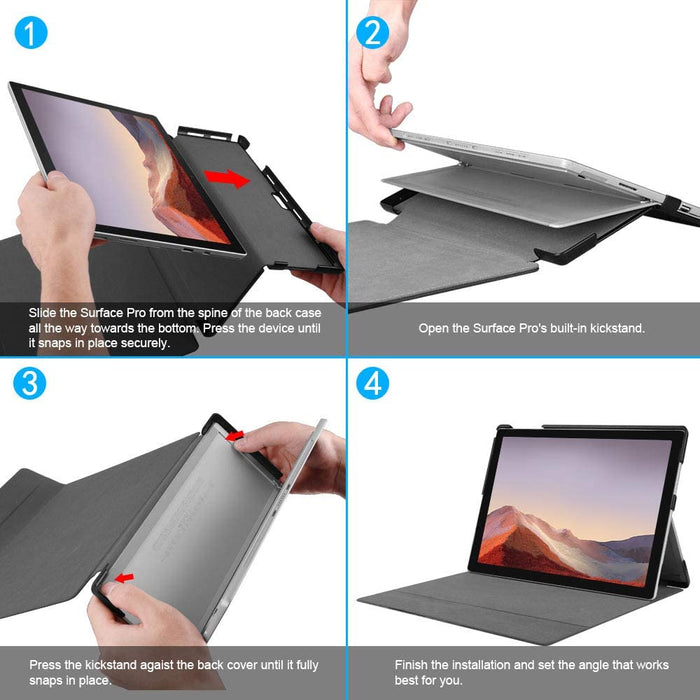 Surface Pro 7+/Pro 7/6/5 Hard Shell Slim Portfolio Cover | Fintie