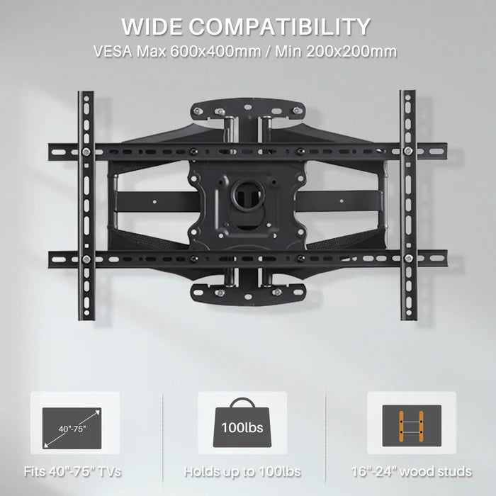 Sylvox S100MCMA0 Outdoor TV Full Motion Wall Mount for 32 to 75 Inch TVs
