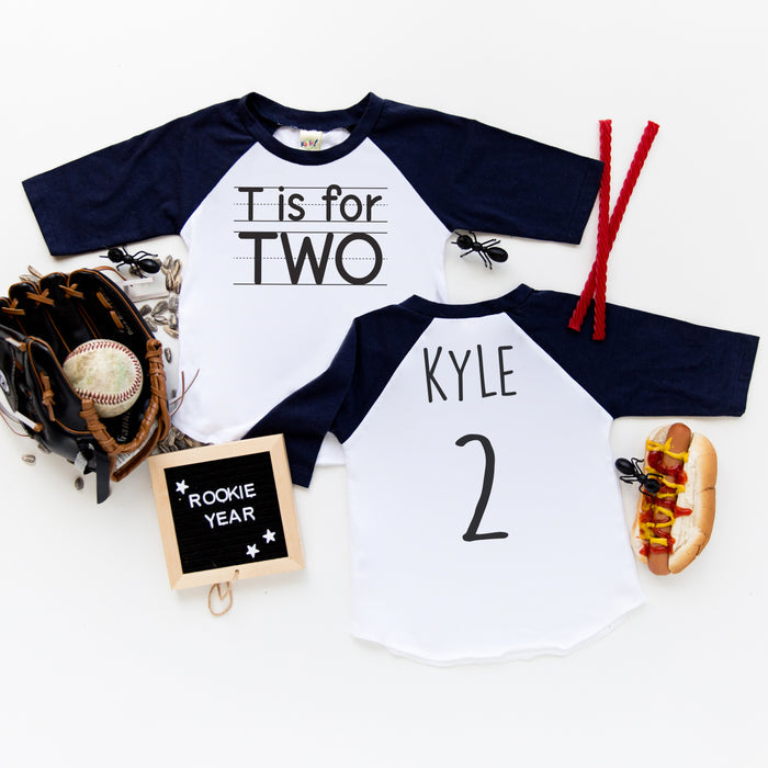 "T is for Two" Second Birthday Raglan