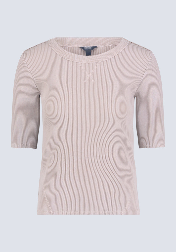 Buffalo Women Tops Beige Knit Knit Long Sleeve Soft Knit Feel Ribbed Knit Texture