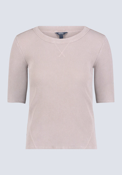 Buffalo Women Tops Beige Knit Knit Long Sleeve Soft Knit Feel Ribbed Knit Texture