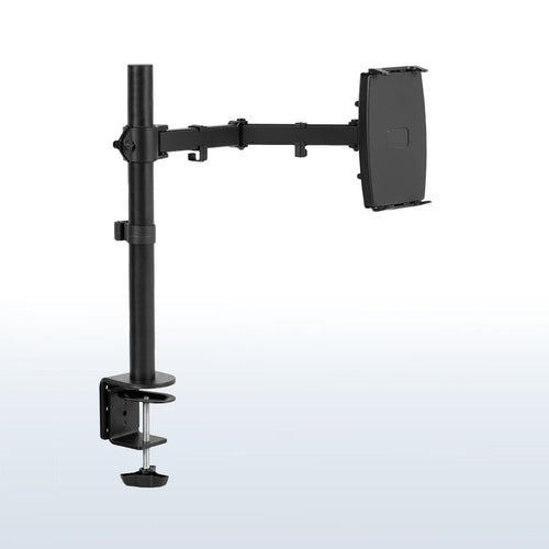 Articulating height adjustable tablet holder desk mount.