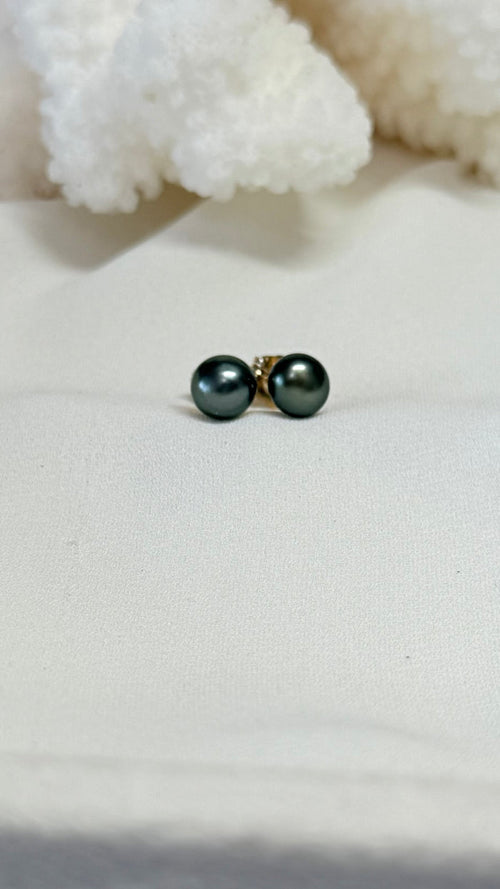 Tahitian Keshi studs - Perfect gray