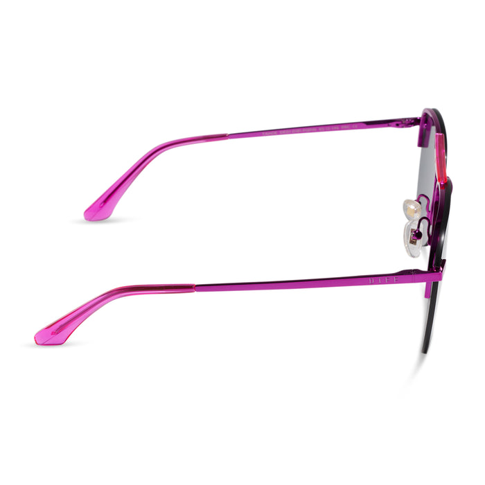 diff eyewear tahoe aviator sunglasses with a pink rush metallic frame and pink rush mirror lenses side view